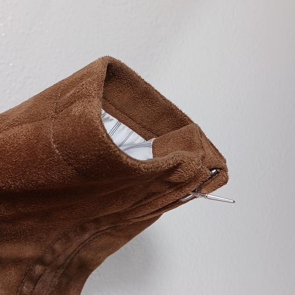 Zara Men's Rust Brown Vegan Suede Moto Biker Jacket size Small - Picture 8 of 12
